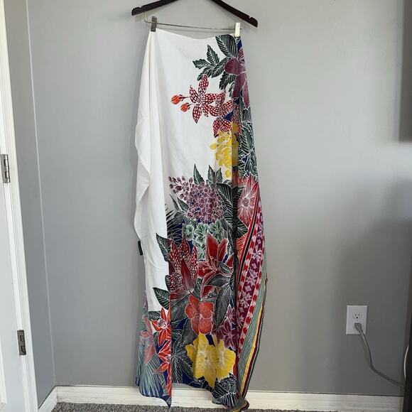 La Blanca By Rod Beattie Sarong Wrap Skirt Scarf Floral Metallic Made In Italy - Picture 4 of 6